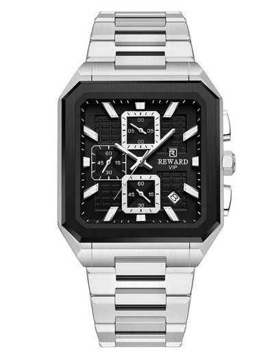 Men's Square Chronograph - Dark Blue & Rose Gold